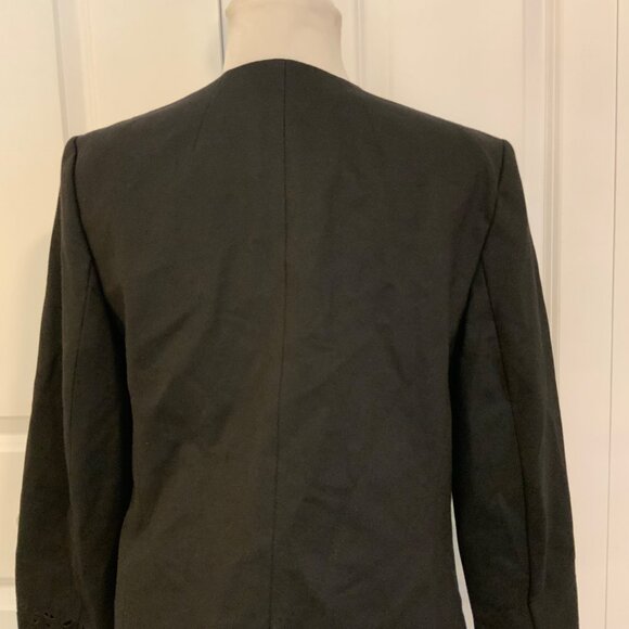 Banana Republic Black Open Front Scalloped Hem Laser Cut Blazer Size 12 - Picture 7 of 11